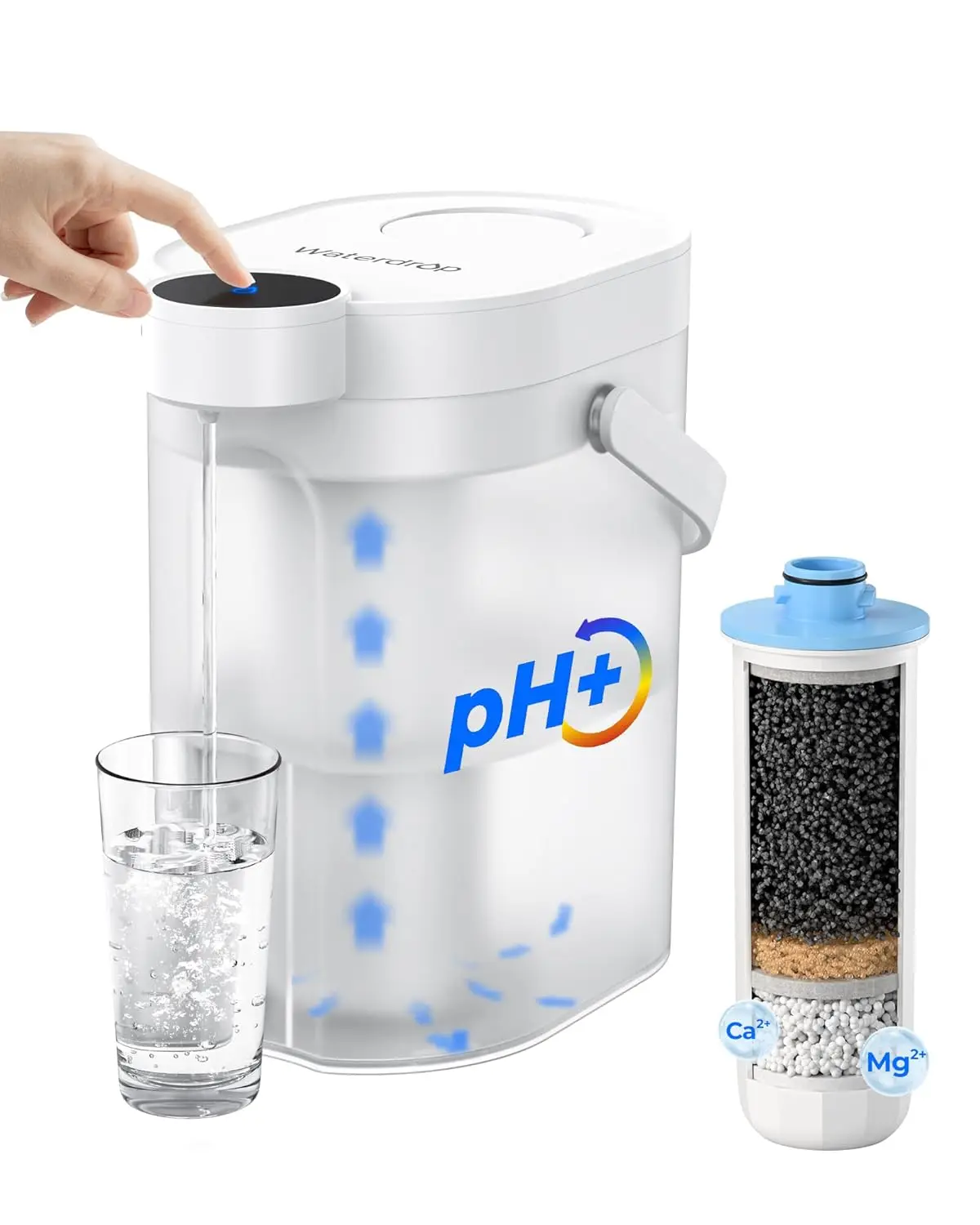 

Электрический диспенсер для воды с 6-ступенчатой щелочной фильтрацией, мгновенная очистка, портативная система на 15 чашек, поддержание уровня TDS