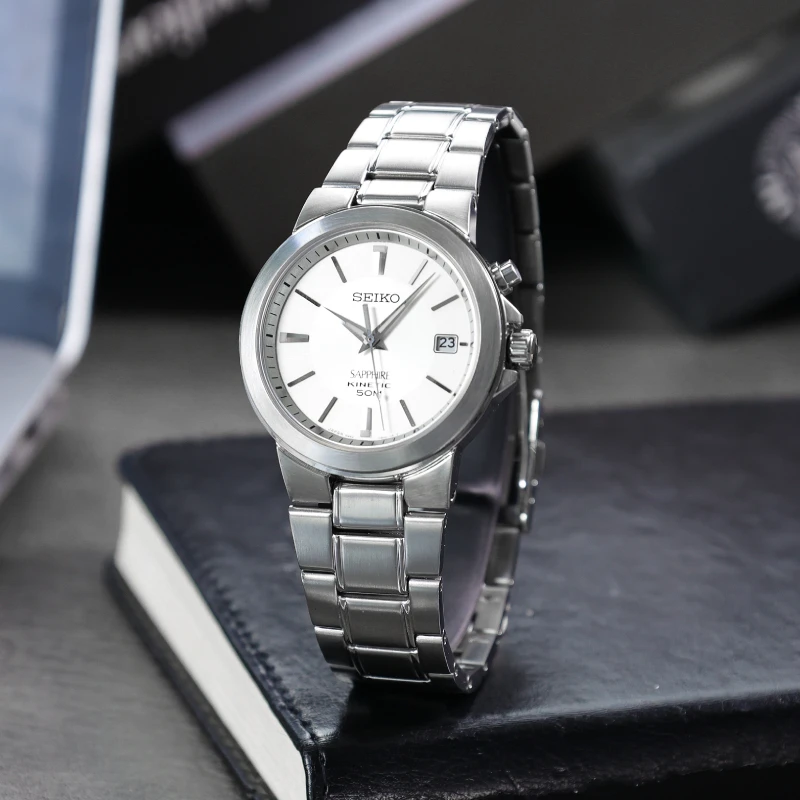 SEIKO relógio masculino original japonês de luxo relógio de quartzo à prova d'água vidro safira aço inoxidável SKA321J1