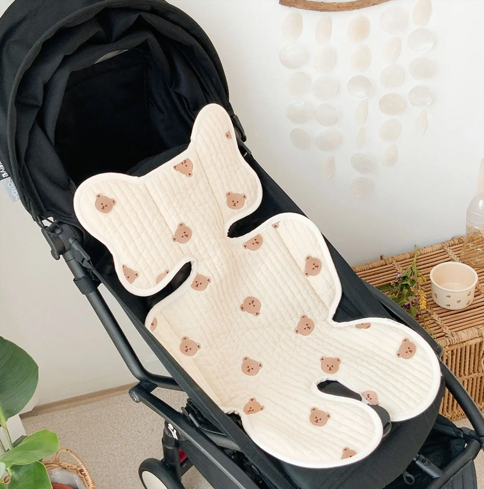 Korea Style Baby Stroller Seat Cotton Comfortable Soft Child Cart Mat Infant Chair Cushion Buggy Pad For Baby Korean Room Decor