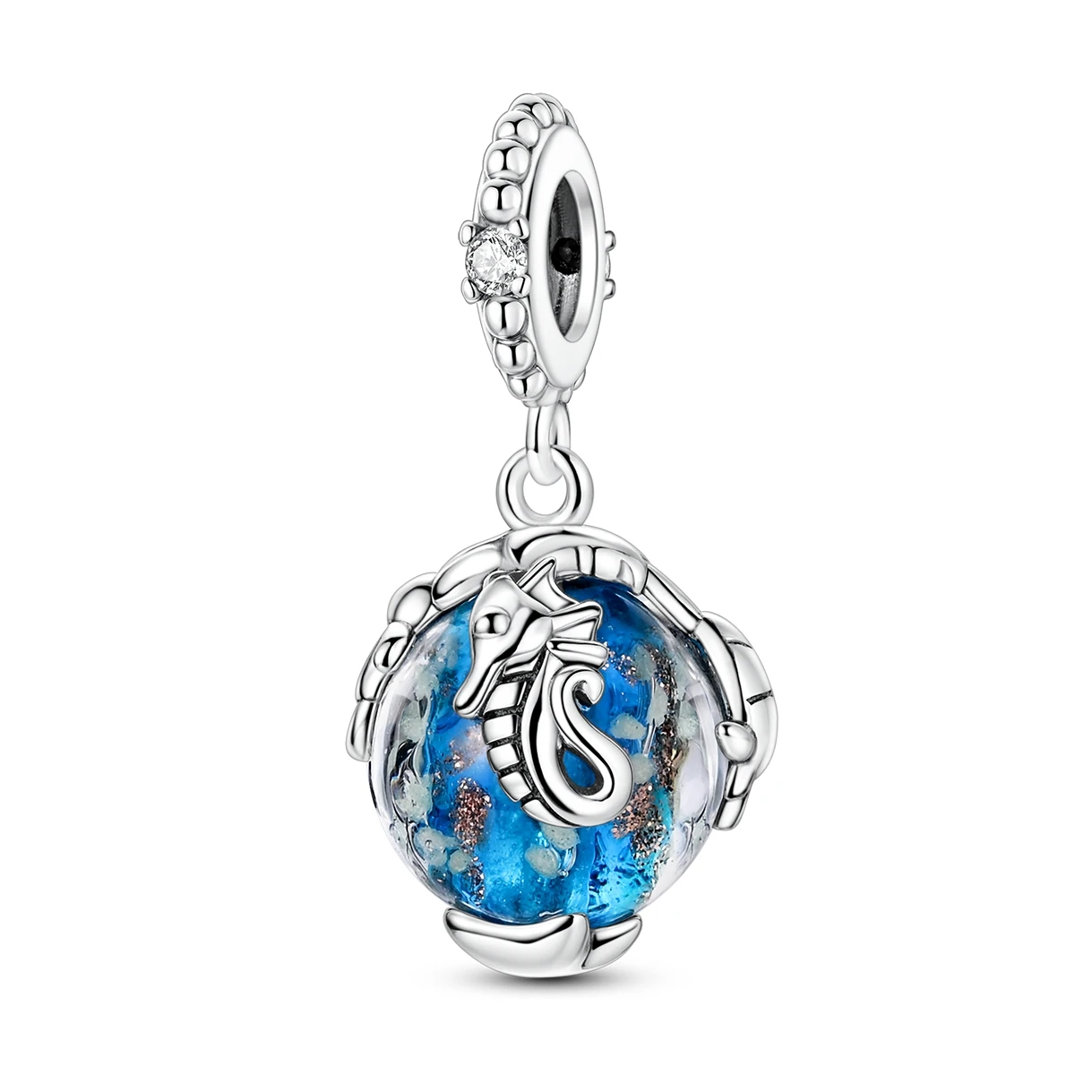 Charms Original 925er Silber, blaue Perlen, passend für Armband-Anhänger, DIY für Damen, edler Schmuck