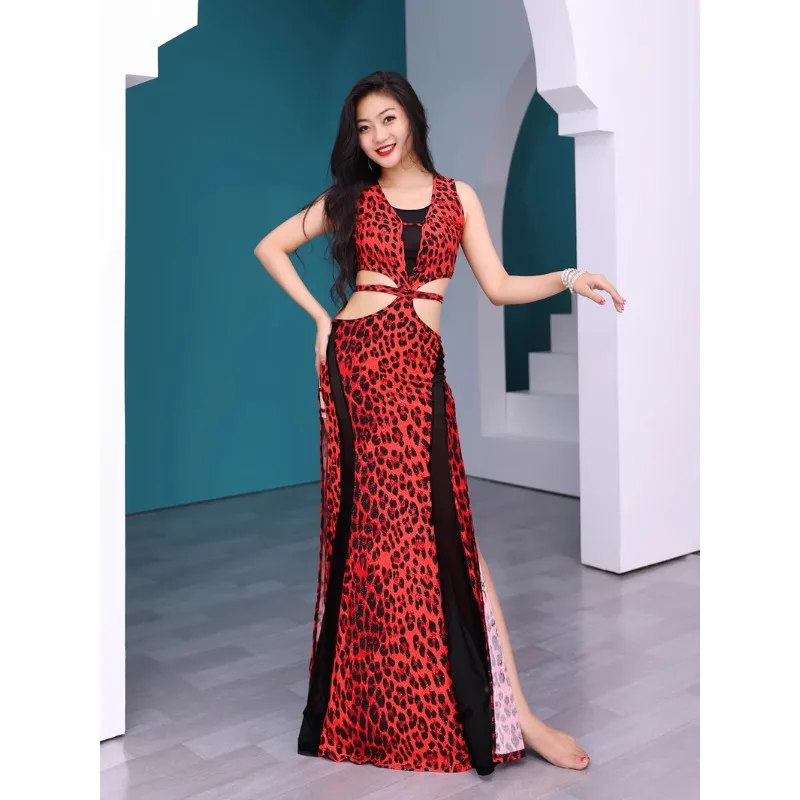

Customized Belly Dance Costumes Sexy Leopard Pattern Robe Set Practice Clothing for Female Performance Oriental Dance Dress