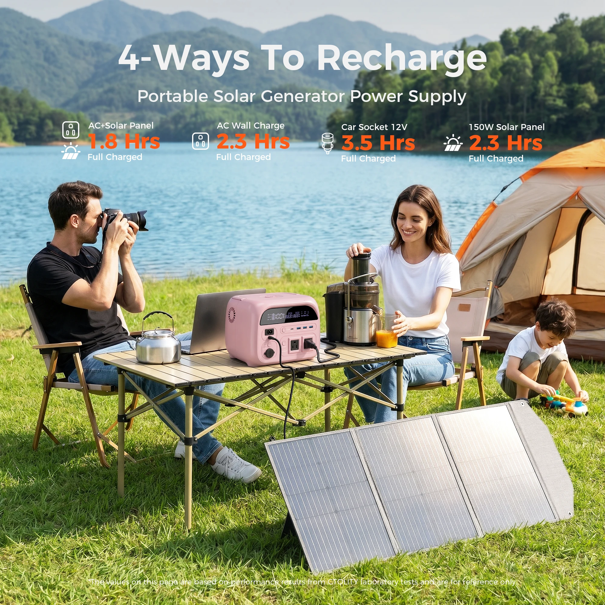 CTOLITY 500W Portable Power Bank, AP400 108000mAh Power Station, UPS Emergency Backup Generator with LiFePO4 Battery, 150W Solar/AC Charging, Wireless Charging for Home RV Outage