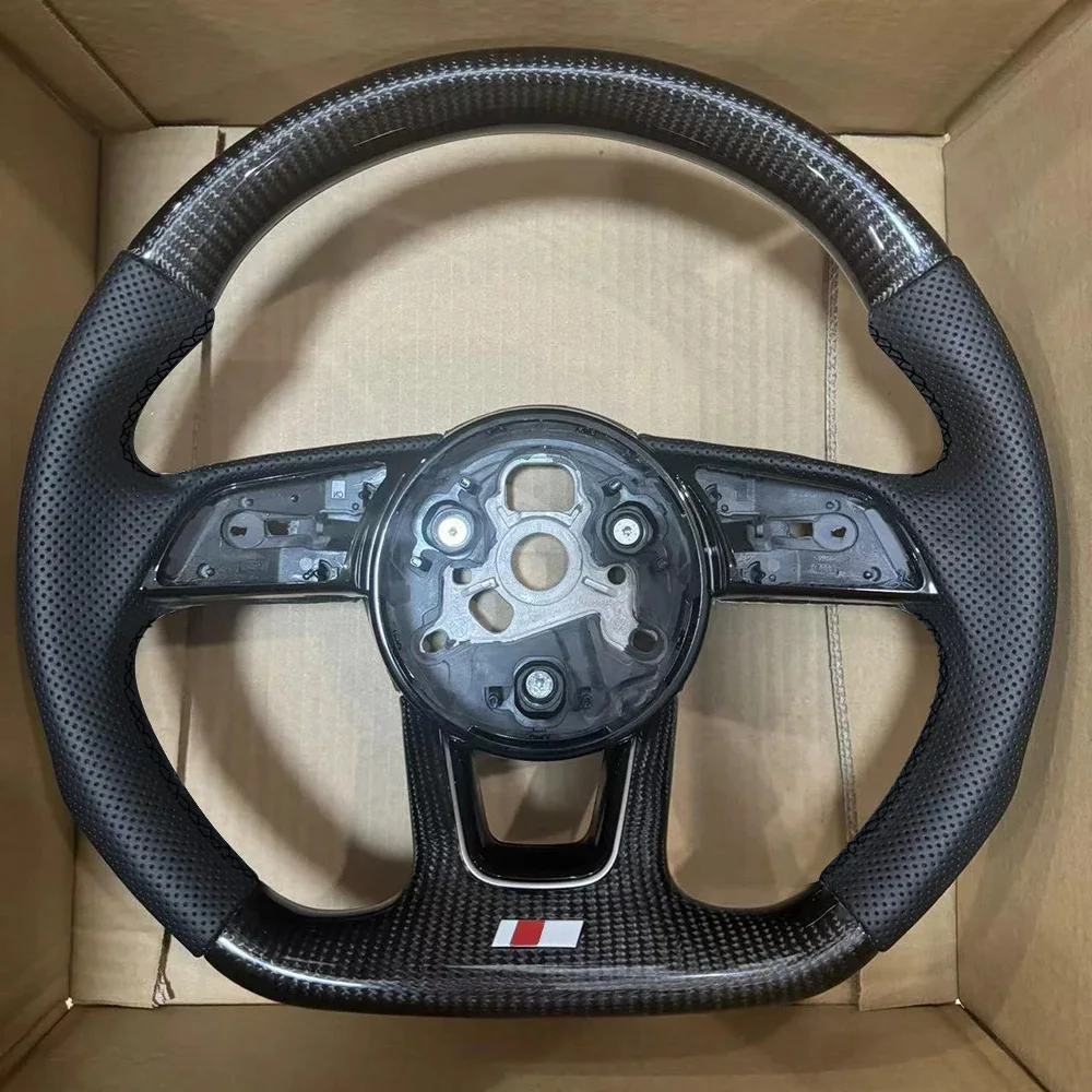 

Для Audi A4 B9 S/RS логотип перфорированный кожаный руль из углеродного волокна с базой рамы ключа в сборе