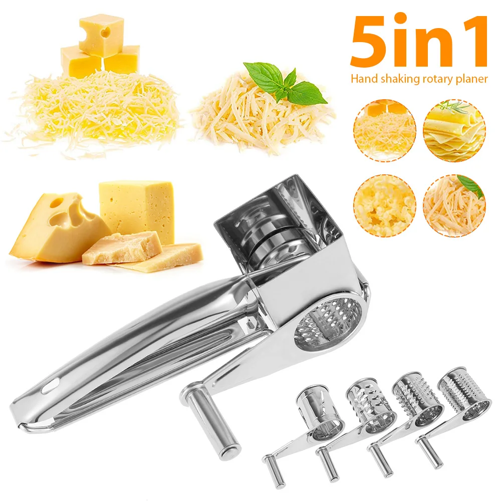 

5 in 1 Stainless Steel Rotary Cheese Grater Shredder Vegetable Cutter Grinder Kitchen Gadgets Kitchen Tool