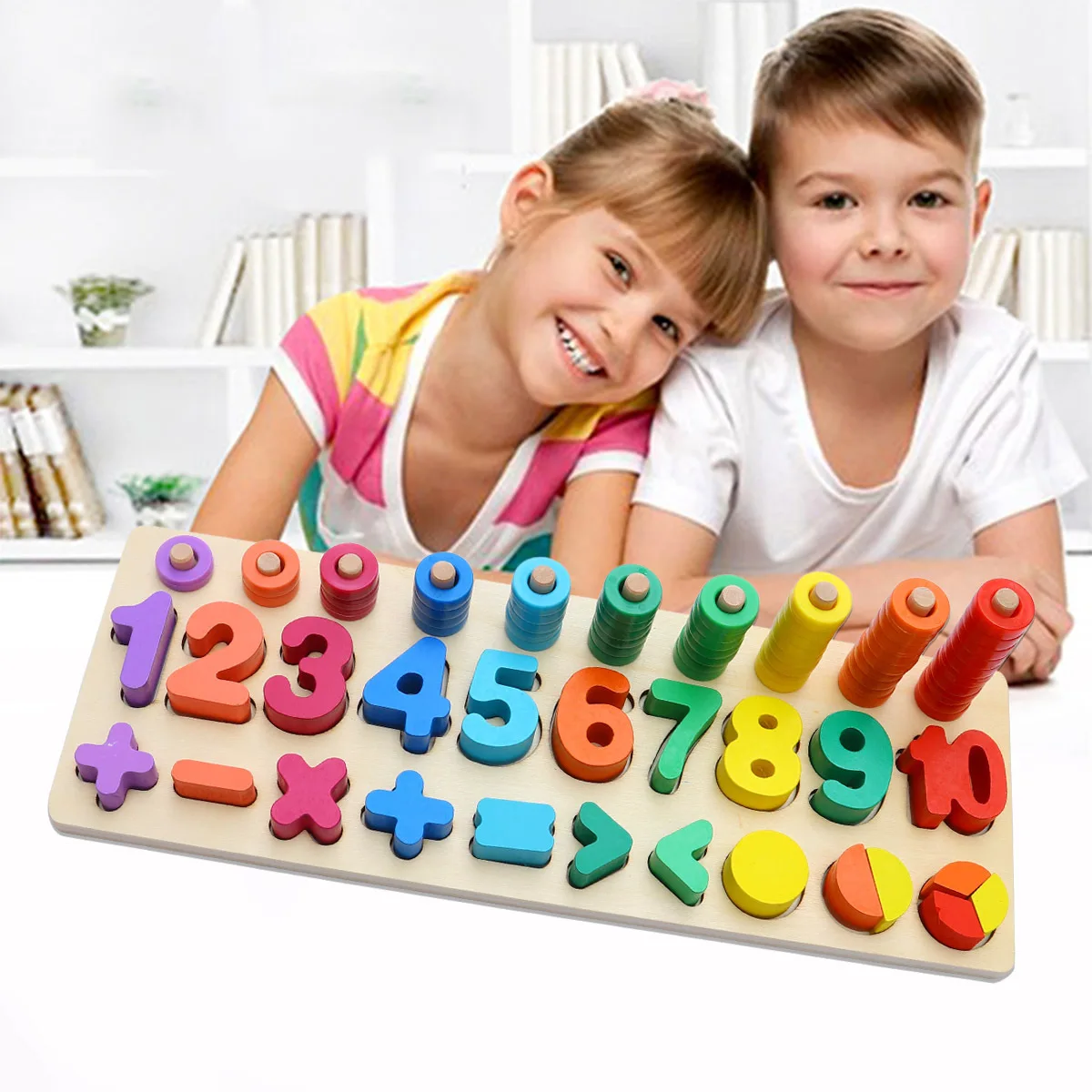 Wooden Number Puzzle Board Colorful Early Education Game Cognitive Learning Toddler Puzzles Kids Wooden Number Puzzles