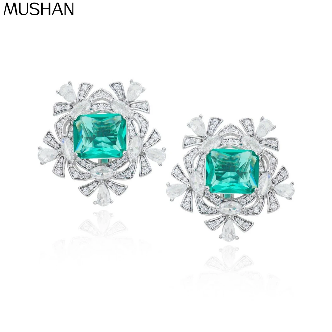 

MS MuShan Brand Jewelry 925 Sterling Silver Earrings Zircon 5A Leverback Statement Women 18K Gold Plated Fine Earring