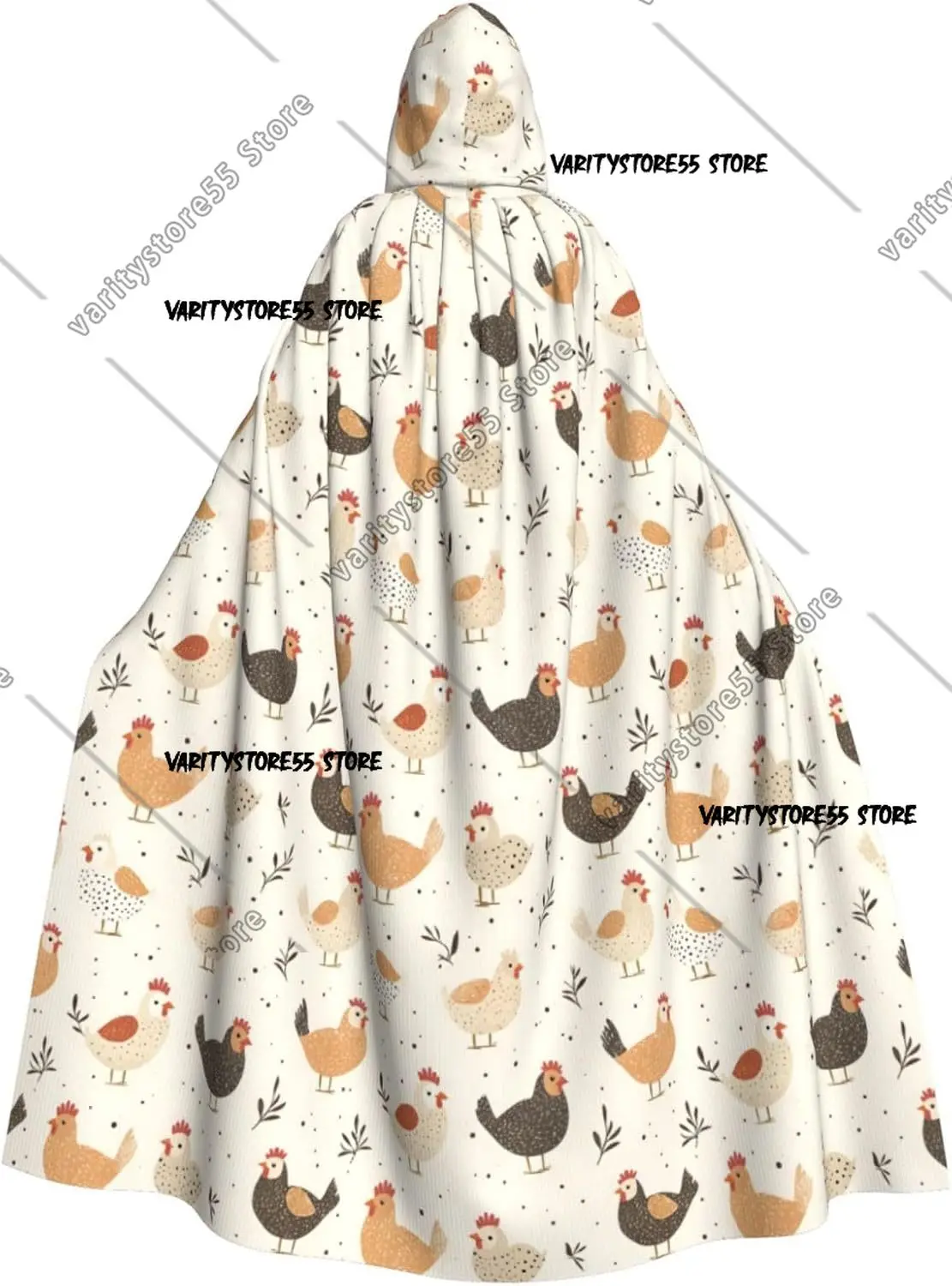 

Плащ волшебника с капюшоном для мужчин и женщин, милый деревенский принт курицы, накидка вампира с капюшоном, костюмы на Хэллоуин, черный цвет