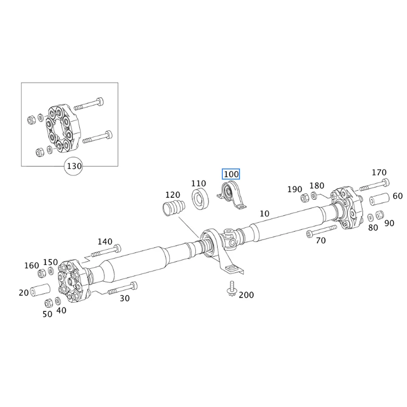 Aluminum Two-Part Propeller DriveShaft Center Support Bearing For Mercedes-Benz W221 S320 S350 S400 S500 A2214105081 A2214102581