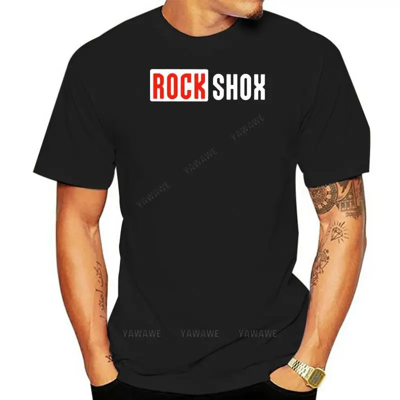 Camiseta negra con logotipo de ROCK SHOX para hombre, ropa informal para bicicleta de montaña, MTB, talla S a 3XL, Fashion tee