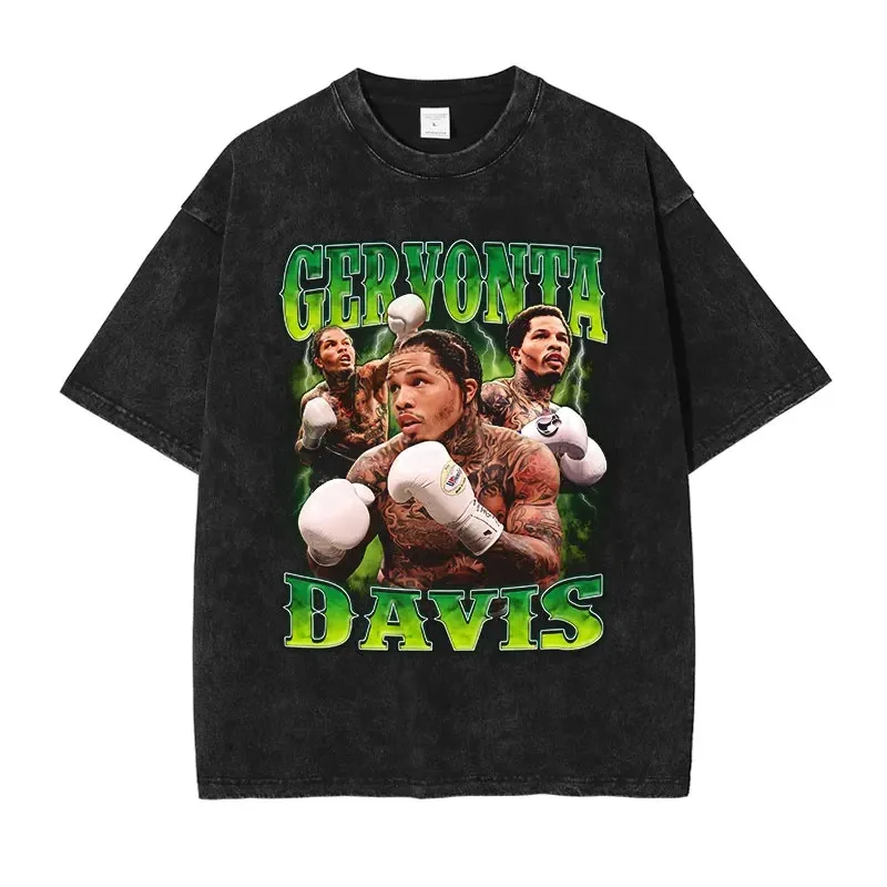 Tank Gervonta Davis T-shirts Vintage Washed Ali Jr T Shirt Oversized Short Sleeve Boxing Champion Tshirt Tops Tees Men Cotton