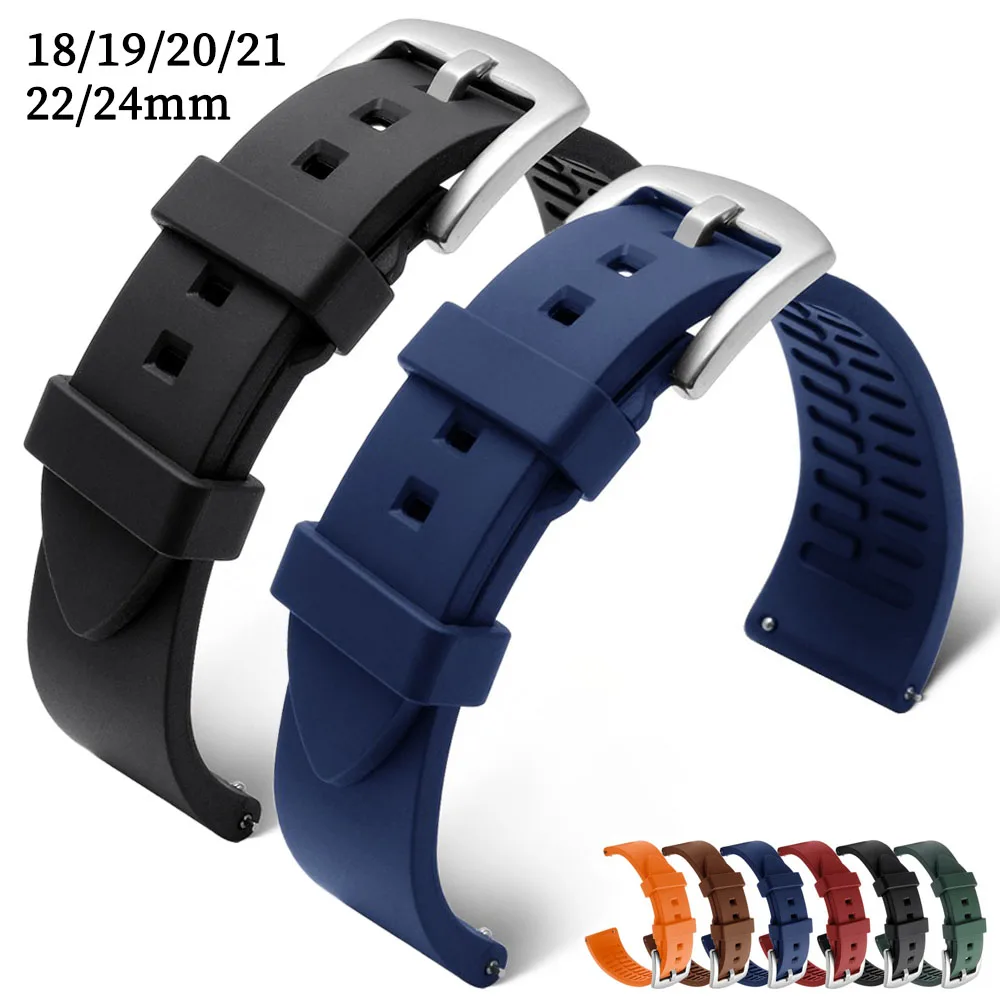Silicone Strap Quick Release Watchband 18mm 19mm 20mm 21mm 22mm 24mm Waterproof Sport Rubber Band for Omega for Rolex Bracelet