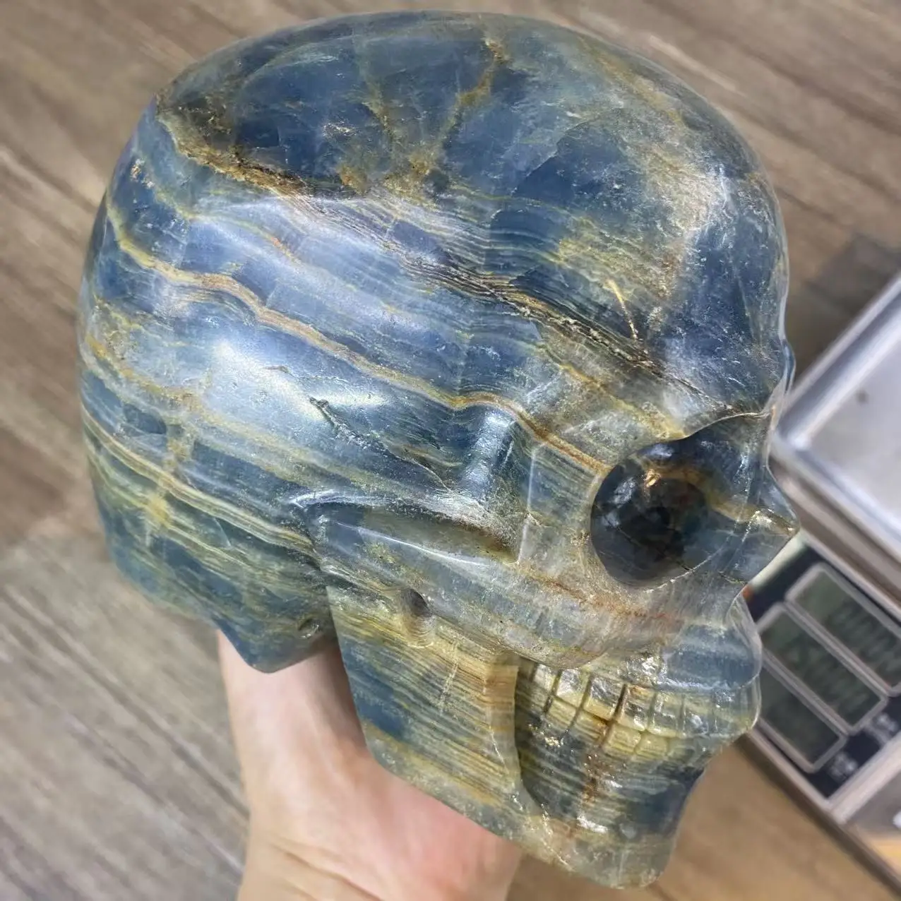 Natural Blue Lux Crystal Quartz Carved Skull, For Spiritual Healing, As a Decoration For Home Or Office, As a Gift, For Purifica