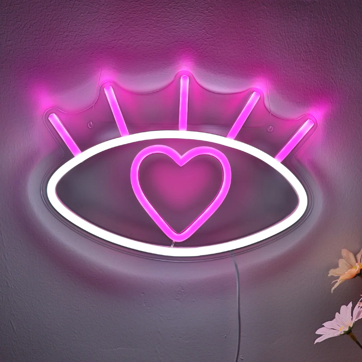 1PC Heart In Eye LED Wall Neon Sign Light Night Lamp Gifts For Party Room Pub Club Gallery Studio Decoration 10.47''*7.32''