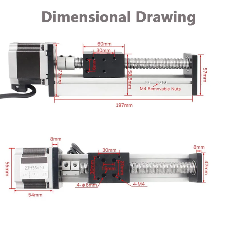 Linear Stage Actuator with Square Linear Slide Rail stroke 100mm to 600mm Ballscrew Motorized XY XYZ Module +1.2N Stepper Motor