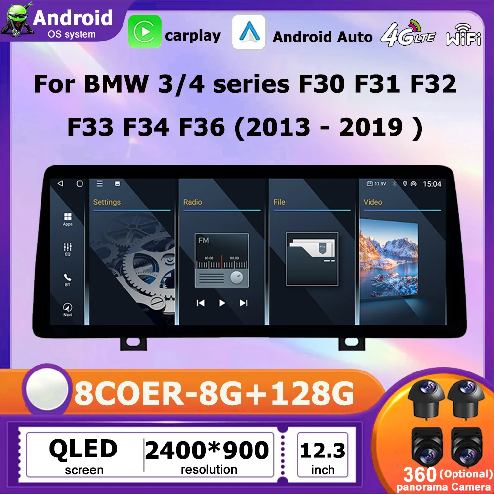 Android 16 Wireless CarPlay WIFI BT Navigation GPS Radio For BMW 3/4 series F30 F31 F32 F33 F34 F36 2013 - 2019 NBT EVO System