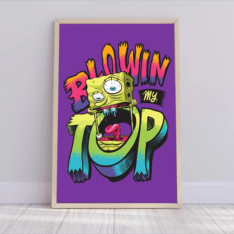 Painting on Canvas Wall Art SpongeBobs Cartoon Children's Poster Decor for Room Decorative Paintings Home Accessory Decorations