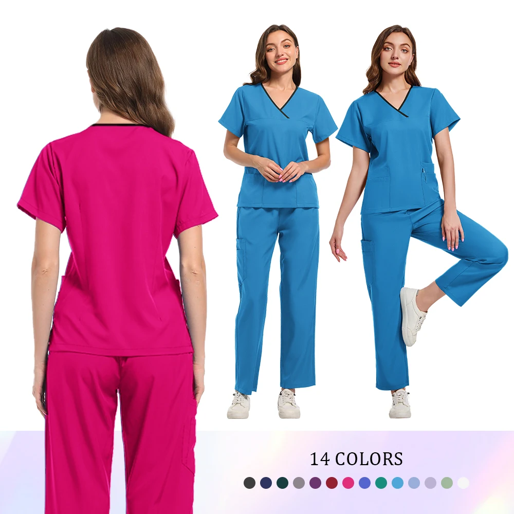 

Wholesale Scrubs Uniforms Sets Medical Scrub Stretch Suit Healthcare Nursing Articles Unisex Surgical Uniforms Woman Men Uniform