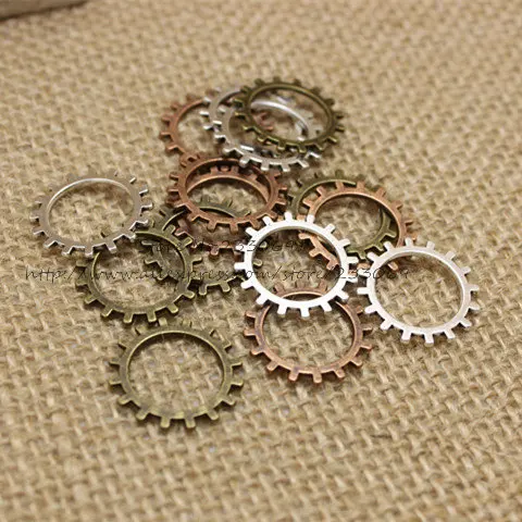 Three color Vintage Metal Alloy Machinery Gear Jewelry steampunk Charm Jewelry Findings (100 pieces/lot) 20mm  T0196