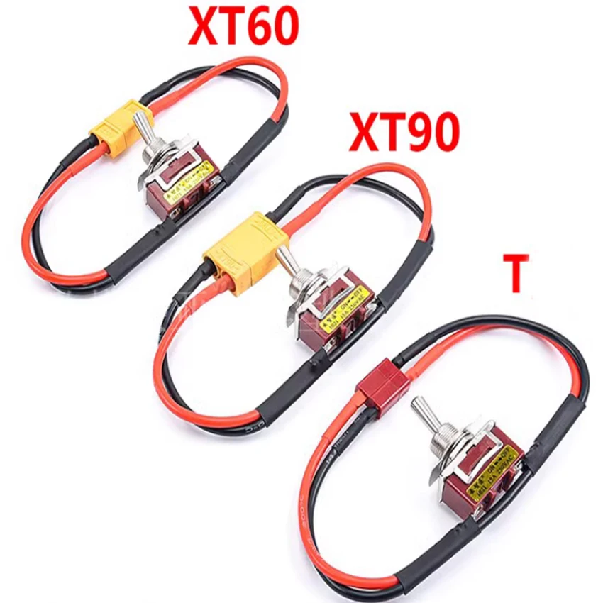 

1pc XT60/XT90/T Plug Connector w/12/14AWG Cable High Load Large Current Power ON-OFF Switch for RC Airplane ESC Battery Adapter