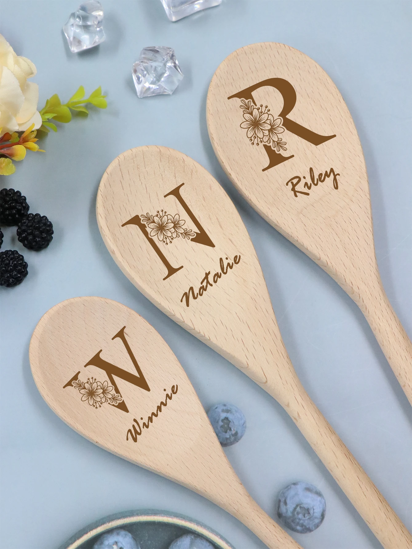 Custom Name Spoons, Personalized Wooden Spoons For Cooking, Customized Letters Soup Spoons, Customizable Teaspoons,