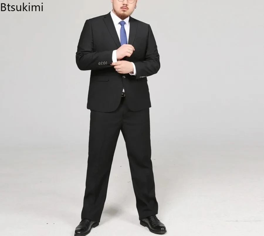 

Men's Spring Fashion Solid Color Suit and Pants Two-Piece Set Handsome Wedding Dress Business Tooling All-Match Elegant M-8XL