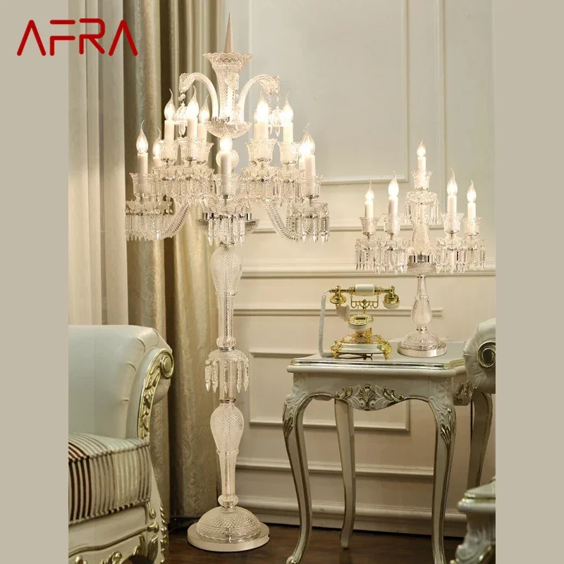 AFRA European Style Crystal Floor Lamp Luxurious Hotel Ballroom Wedding Candle Decoration Lamp Living Room Bedroom Villa