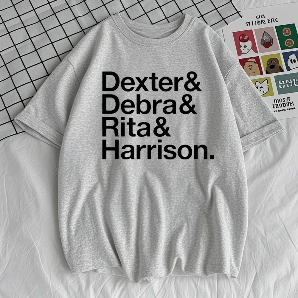 تلفزيون بلاي ديكستر مورغان ريتا بينيت ديبرا مورغان تي شيرت الرجال النساء ملابس قصيرة الأكمام خمر القطن عادية فضفاض تي شيرت