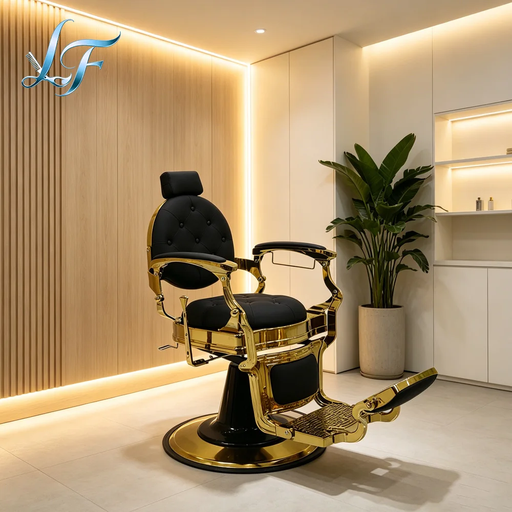 Luxury Retro Manually Adjustable Barber Chair Hair Cutting Practical Furniture For Professional Salon Barbershop Use