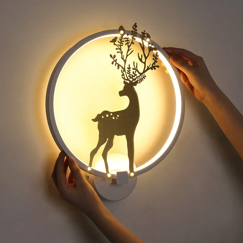 Modern Black & White Mural living room deer background decorative lights led Wall Sconce Bathroom Lighting bedroom bedside lamp