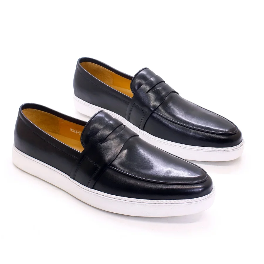 NONE Leder Casual Männer Schuhe Klassische Einfarbig Flache Loafer Mode Bequeme Handgemachte Leder Schuhe männer Büro Hochzeit Schuhe 3