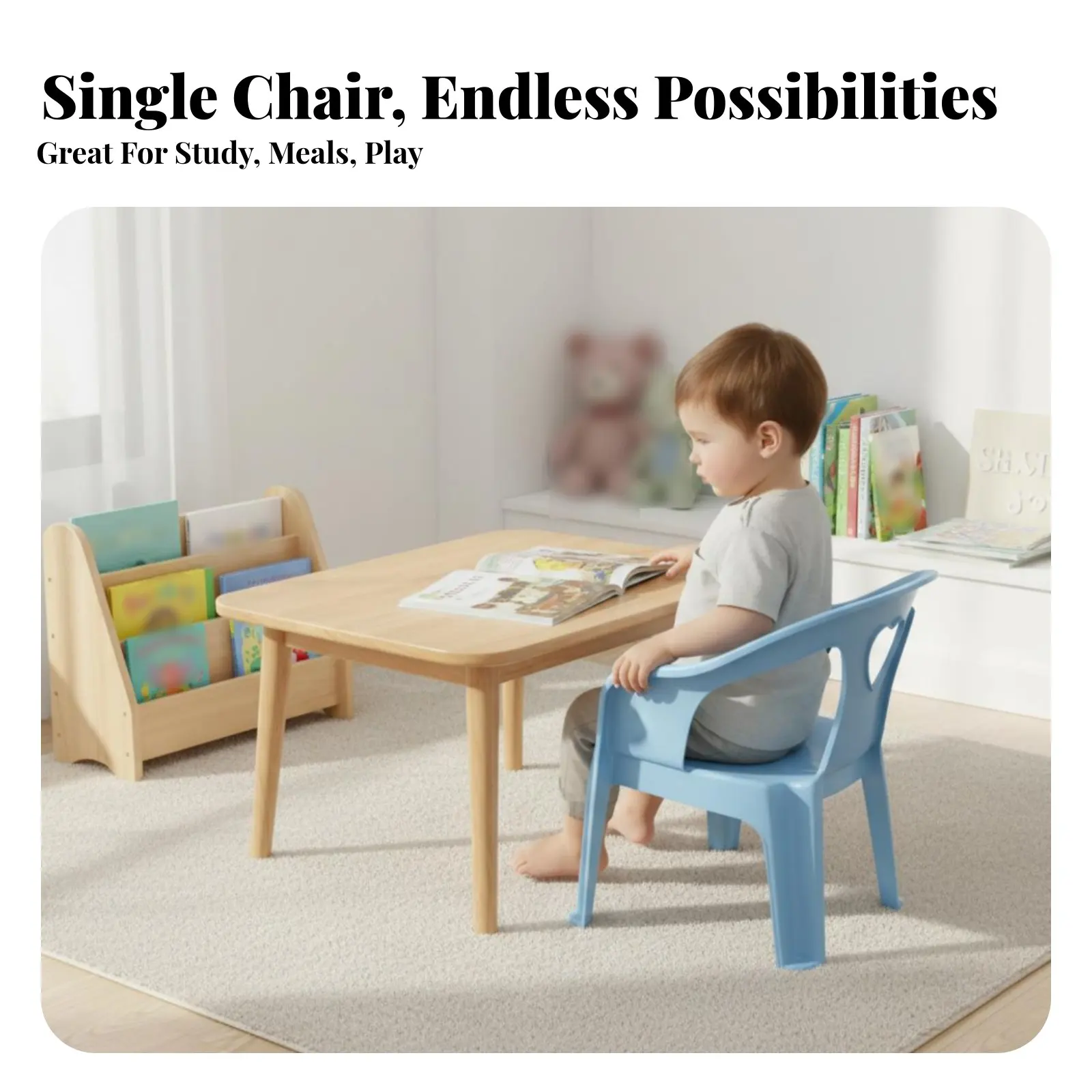 

Plastic Young Child Armchair Armrest Design Four-Legged kid's Chair Rounded Corners Easy to Clean for Kindergarten, Daycare