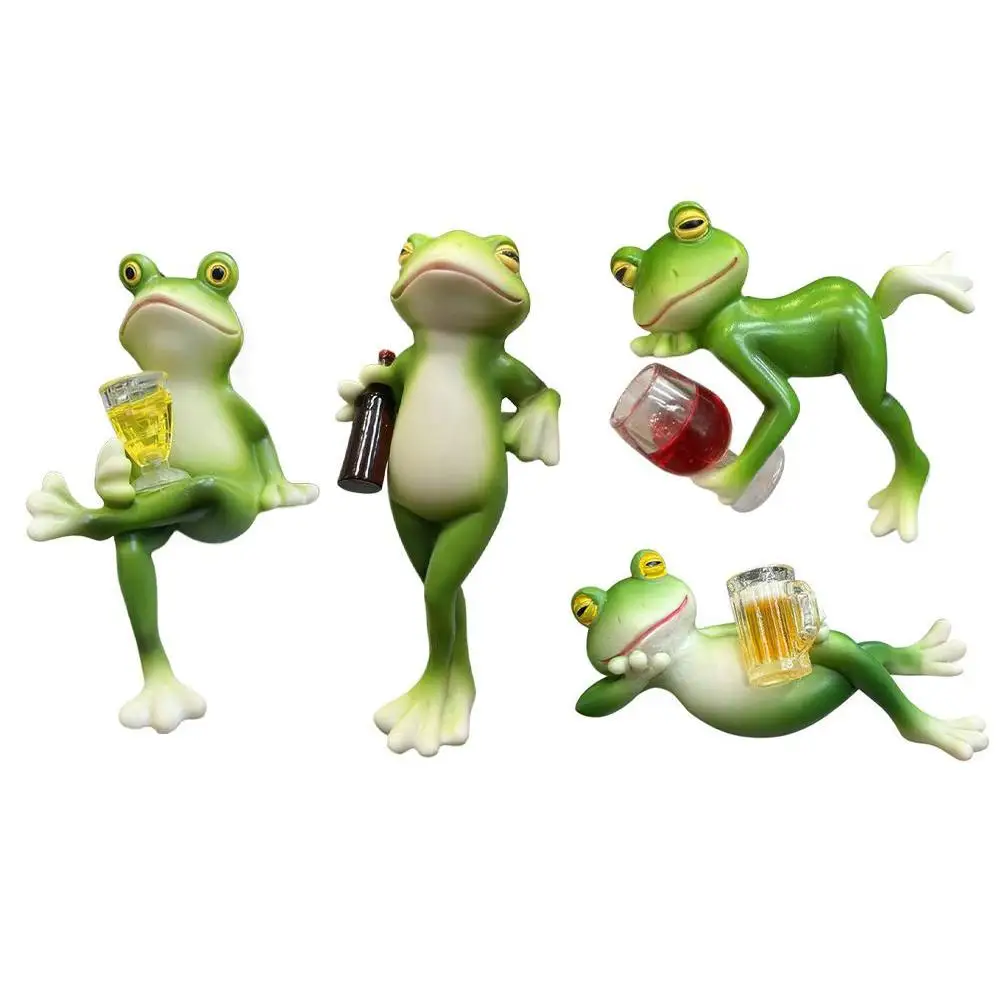 Interesting Green Frog and Wine Glass Hangings Full Indoor and Outdoor Decoration Suitable for Garden, Aquarium