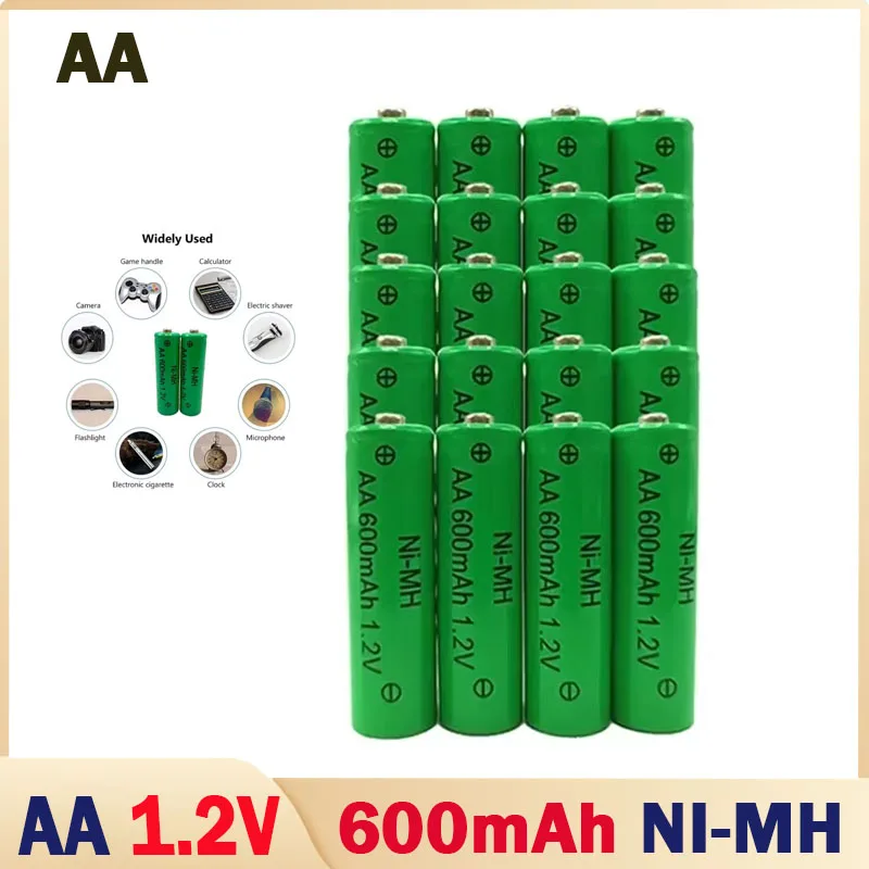 AA 600mAh NiMH Rechargeable Battery 1.2V Suitable for Remote Control Shaver MP3 LED Camera Light Toy Replacement Lithium Battery