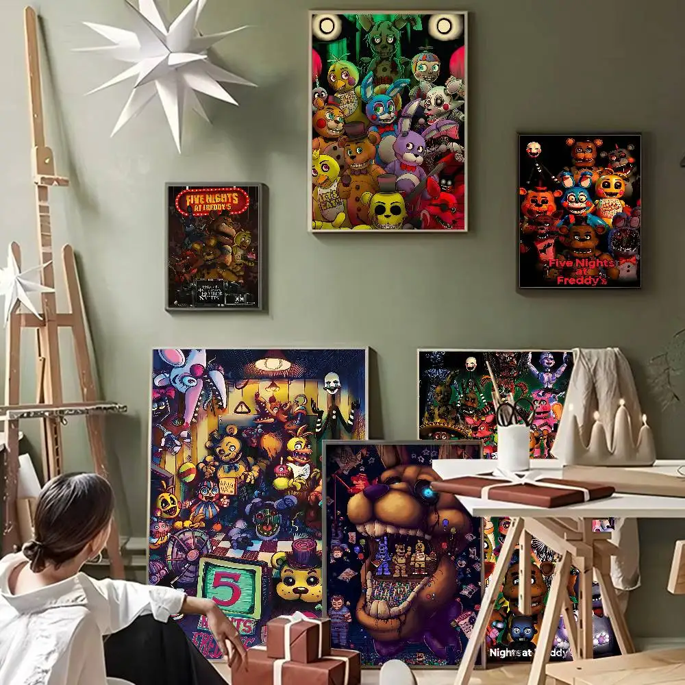 Fnaf Five-nights-At-Freddys Classic DIY Sticky Poster Vintage Room Bar Cafe Decor Home Decor