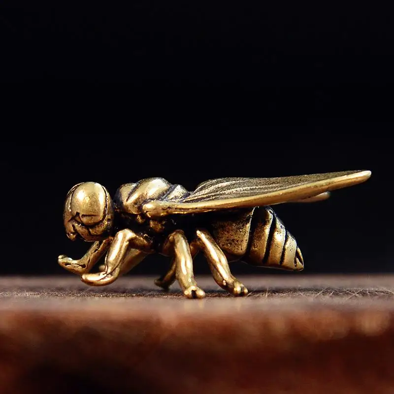 1PCS Retro Metal Insects Animal Figurine Home Office Desktop Decor Mini Brass Fly Insect Ornament Miniature Statue Vintage Craft