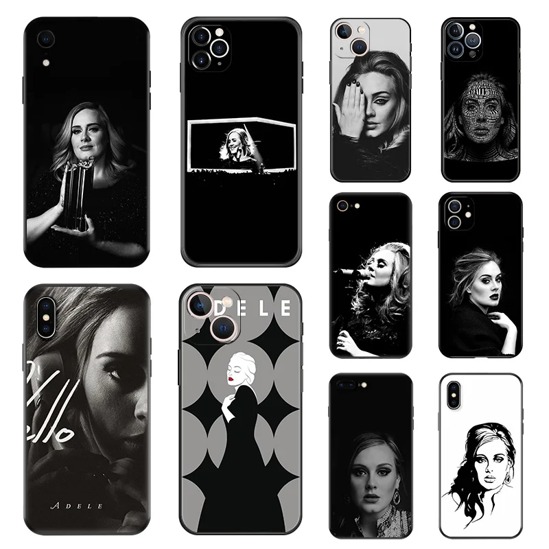 Matte Phone Case For iPhone 15 Pro Max 14 12 11 13 Mini 7 8 Plus XS SE 2022 X XR 14Pro Adele Black Soft Cover