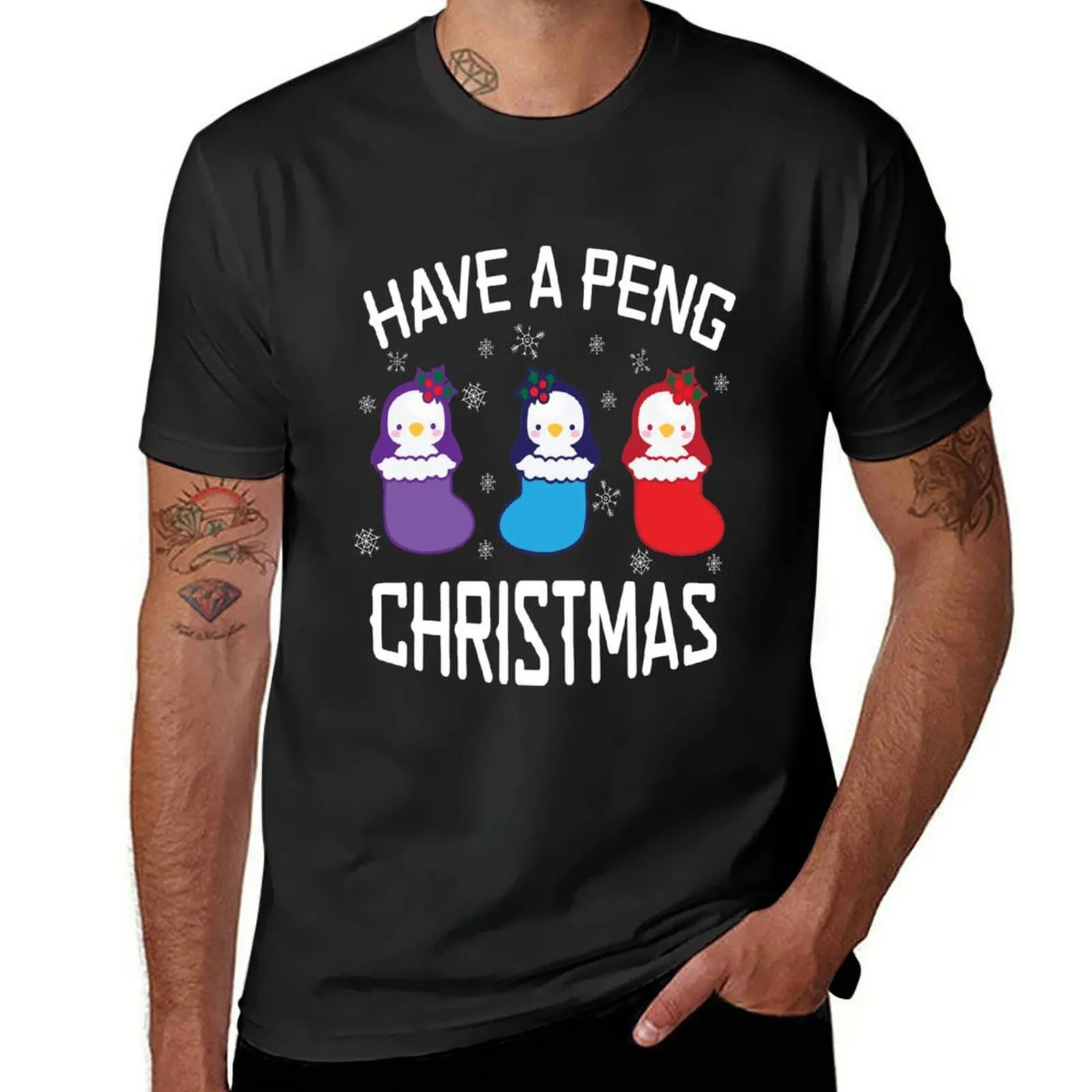 Chick Christmas Stocking Have a Peng Christmas T-Shirt cute clothes blanks quick drying Blouse men graphic t shirts