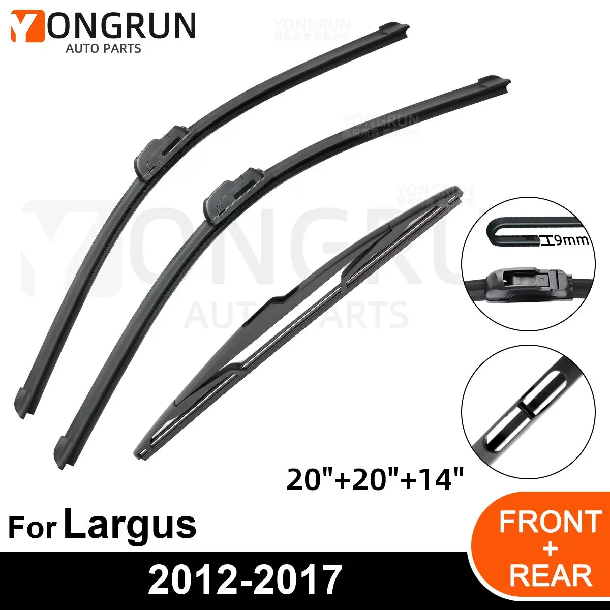 

Car Windshield Windscreen Front Rear Wiper Blade Rubber Accessories For Lada Largus 20" 20" 14" 2012 2013 2014 2015 2016 2017