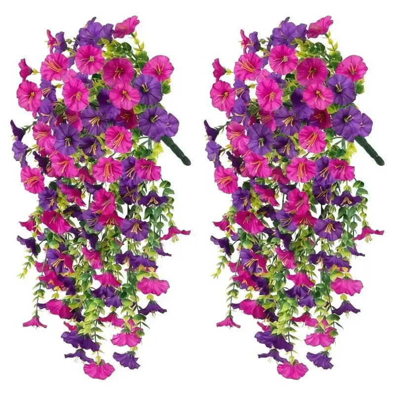 

2pcs UV-Resistant Artificial Morning Glory & Eucalyptus Hanging Decor - Perfect for Home, Garden, Weddings | Versatile Outdoor