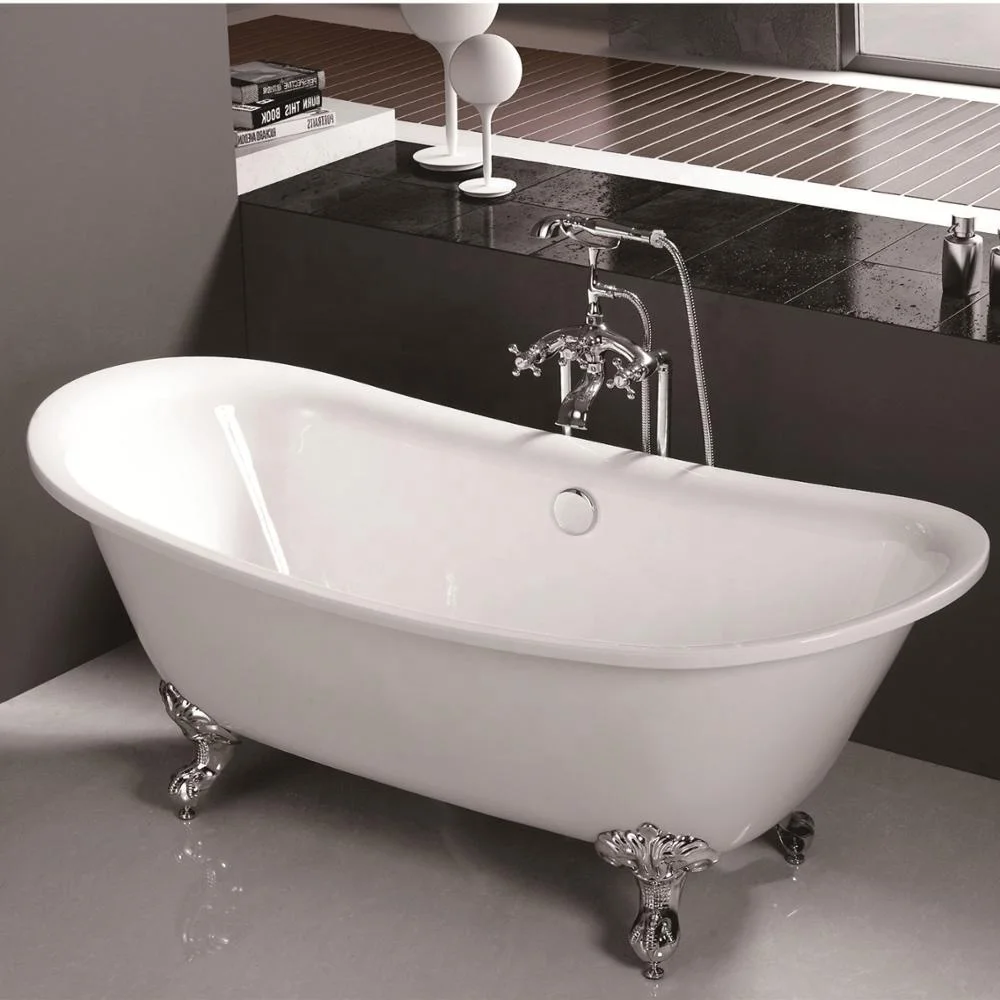 Oval Shape Deep Free Standing Clear Acrylic Bathtub With Base 52 Inch For Sale