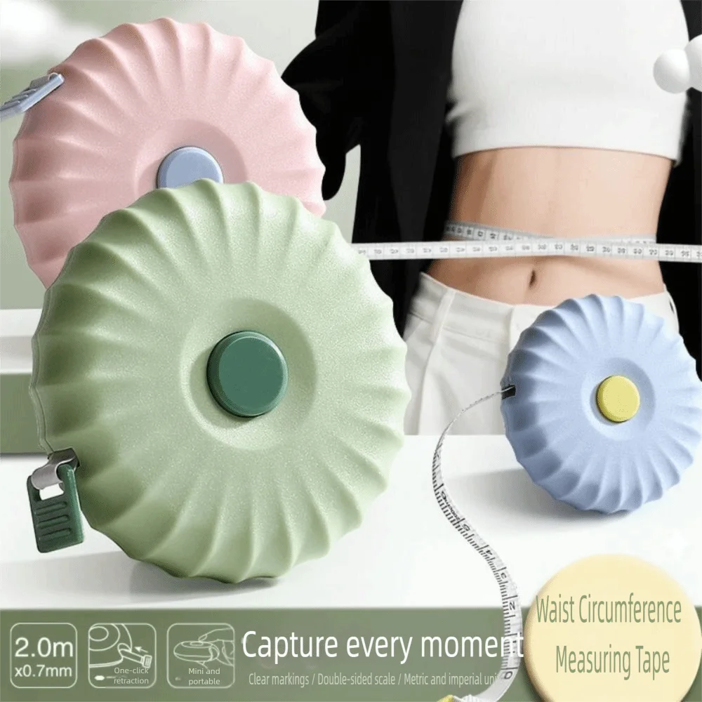 Cute Mini 2M Tape Measure Multifunctional One Click Rebound Soft Leather Ruler Body Measurements Clothing Tailor