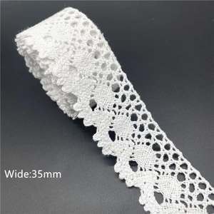 Algodão Crochet Lace Ribbon para costura, guarnição do tecido, acessórios artesanais, branco, 10mm-50mm, 2 jardas, 100% algodão 8 principais vendas tira bordado algodão - №3