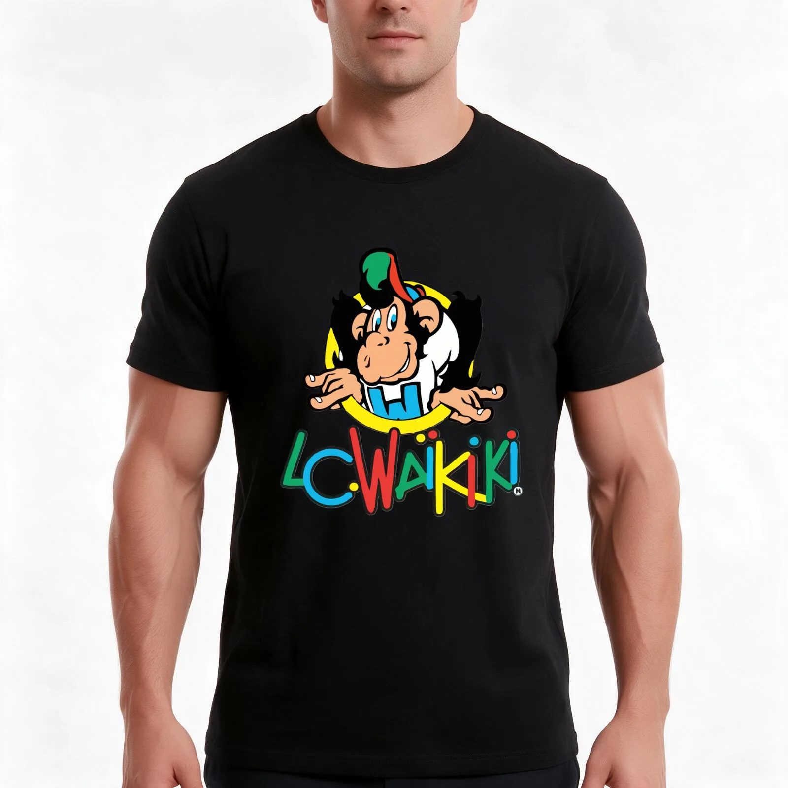 LC Waikiki Monkey Merchandise T-Shirt Summer Casual Cotton Tee Oversized Streetwear Tops Vintage Graphic Print 100% Cotton