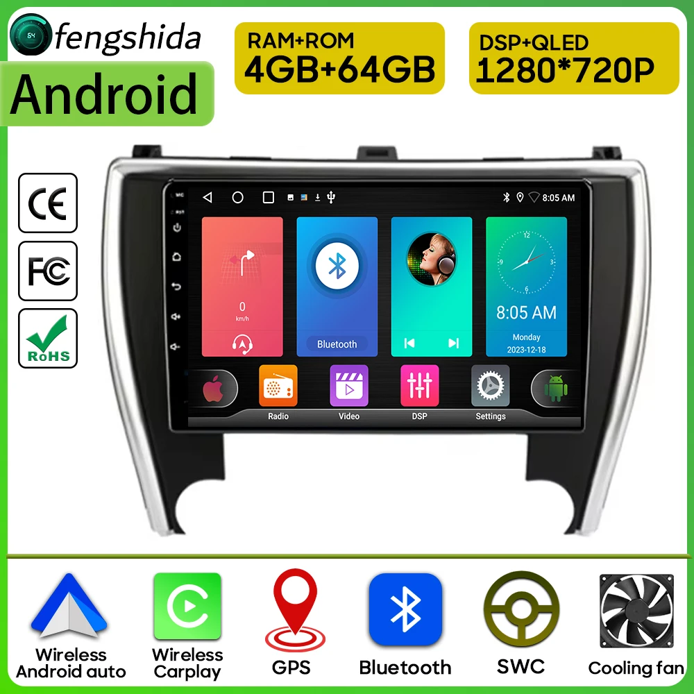 Car Radio Carplay For Toyota Camry 8 50 55 2015-2017 Navigation GPS Android Auto Stereo Autoradio Multimedia Player Wifi No 2din