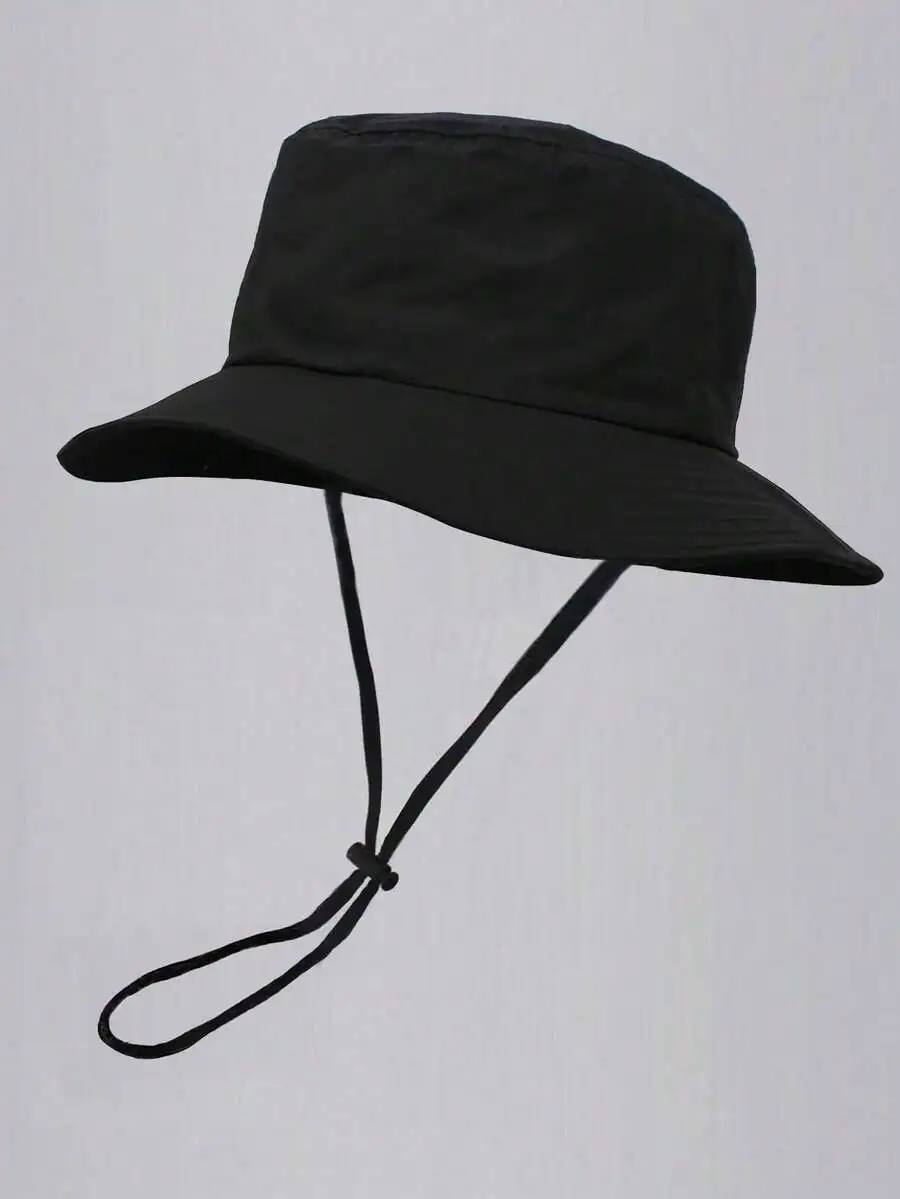 

Unisex Solid Color Bucket Hat With Drawstring, Outdoor Travel Hiking Casual Lightweight Fashionable Sun Hat, Suitable For All Ages, Summer UV Protection,Beach,Holiday