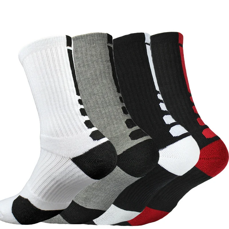 Super Elite Men Cotton Basketball Long Sock Crew Work Walking Hiking Sport Sock Sports Mens Funny Cycling Cushioned Terry Damper