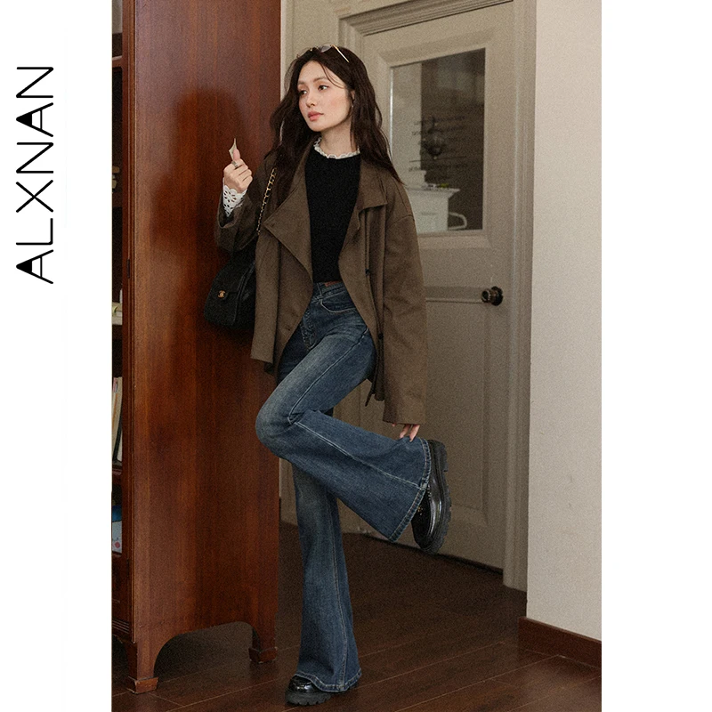 

ALXNAN Women's Jeans 2025 Autumn New Straight Leg High Waist Slim Fit Flared Pants Casual Versatile Woman's Baggy Jeans L57699