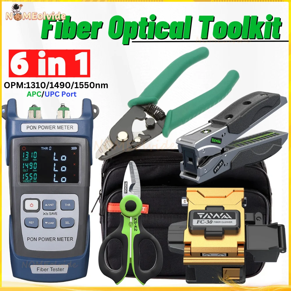 

Fiber Optic Stripping ToolKits CL350OPM 1310/1490/1550nm Cleaver 3 Holes Stripper, Drop Cable Stripper TFS-01 10mw VFL Scissors