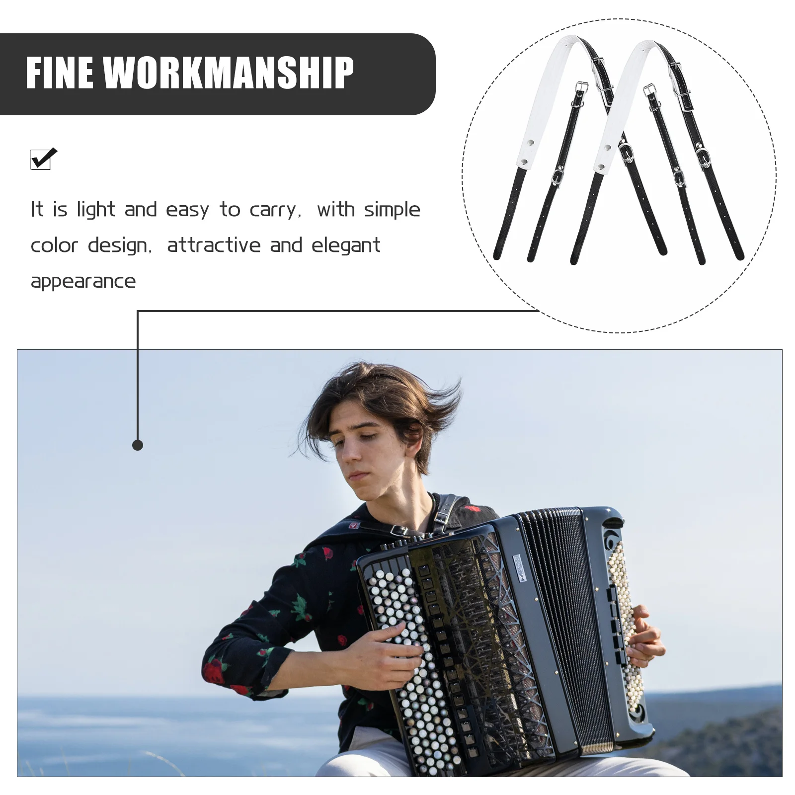 

1 Set Adjustable Pu Accordion Strap Durable Instrument Belt Replacement Part For Adults Kids Performance Shoulder Sling Musical