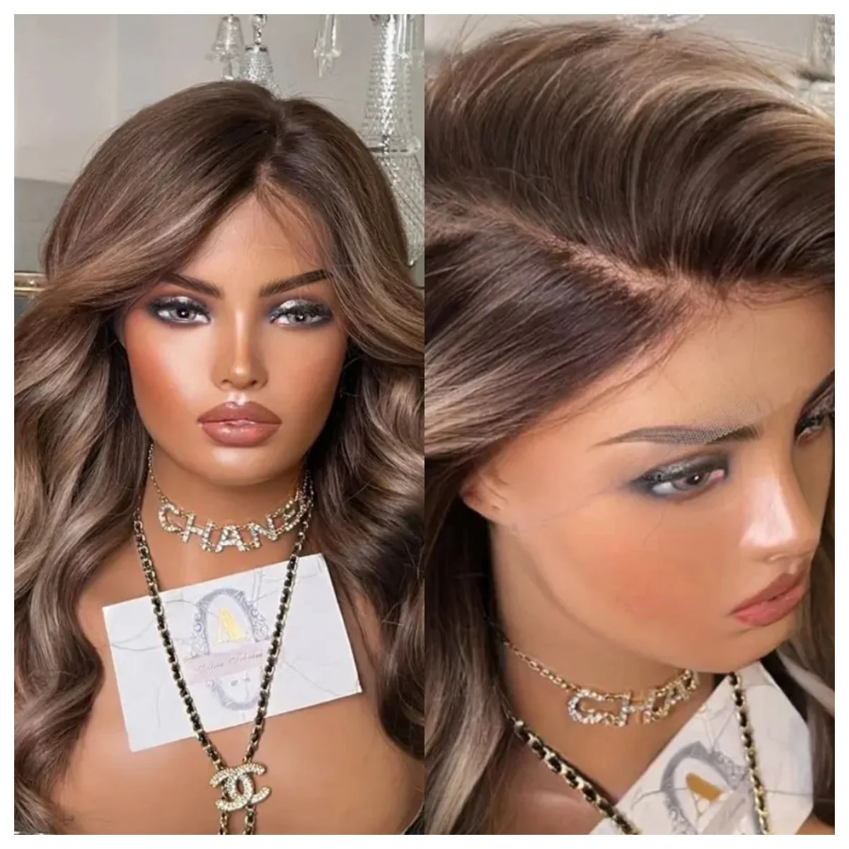 

13x4 HD Lace Frontal Wigs Dark Brown Body Wave Mix Human Hair Wigs Chocolate Brown 20 inches Front Wig Natural Preplucked Wig